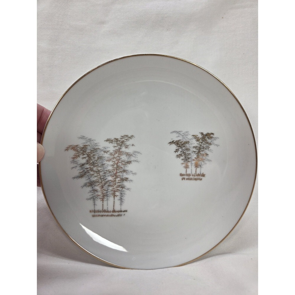 Vintage Fukagawa Arita Porcelain Plates Hand Painted Bamboo Pattern Japan